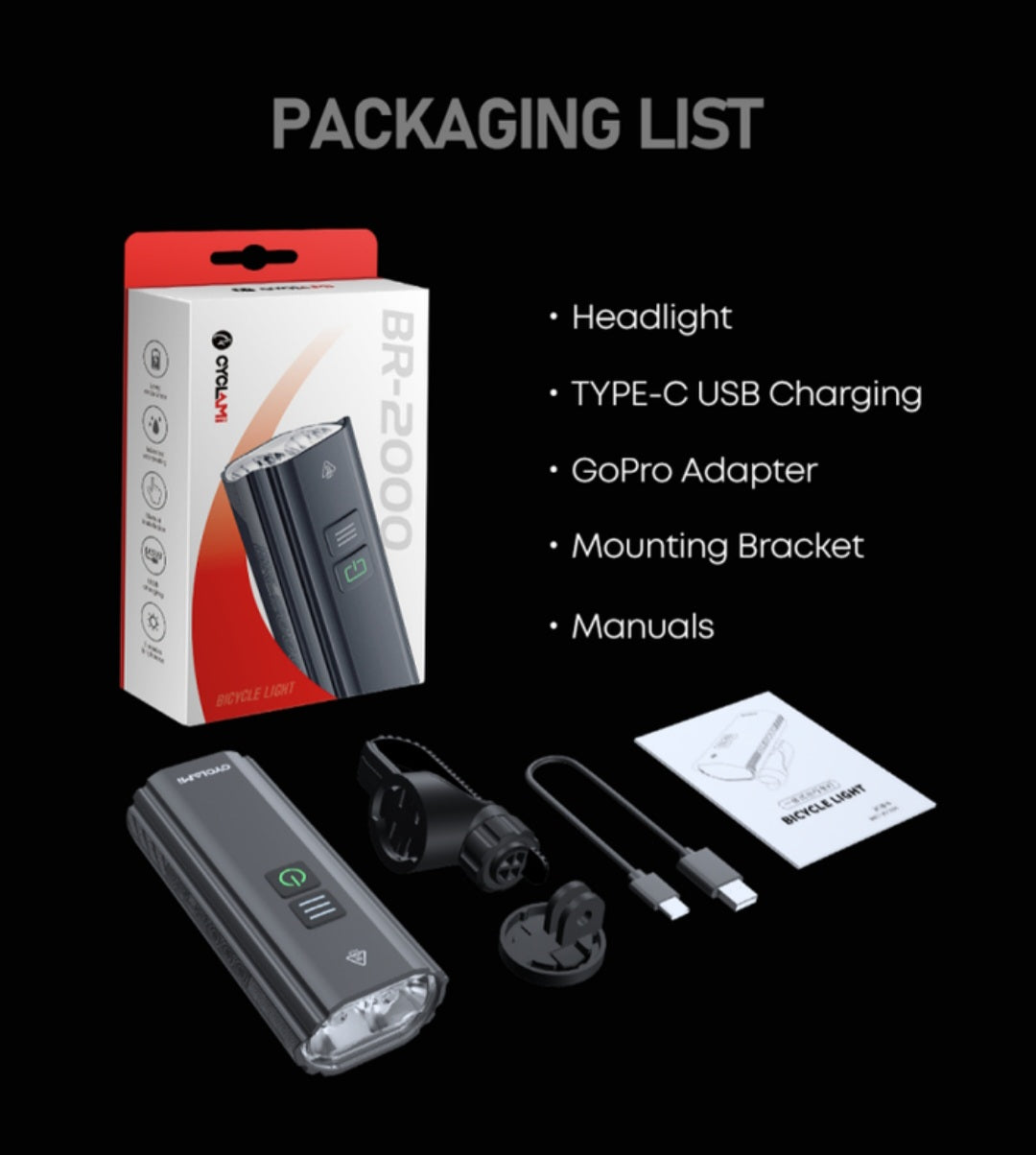 2000 Lumens Bicycle Light - CYCLAMi BR-2000